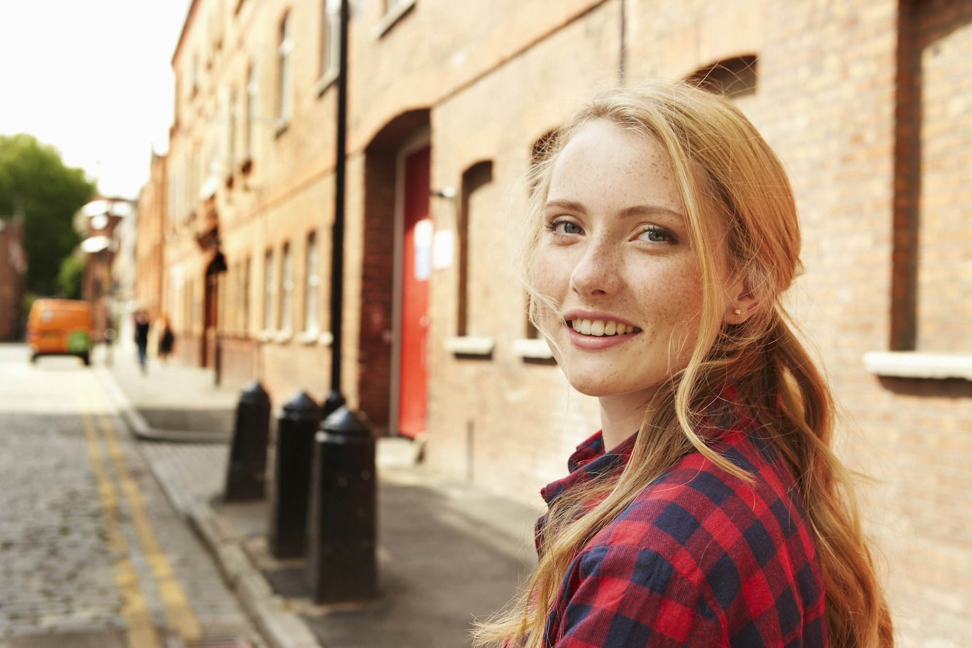 Woman in street, London, UK