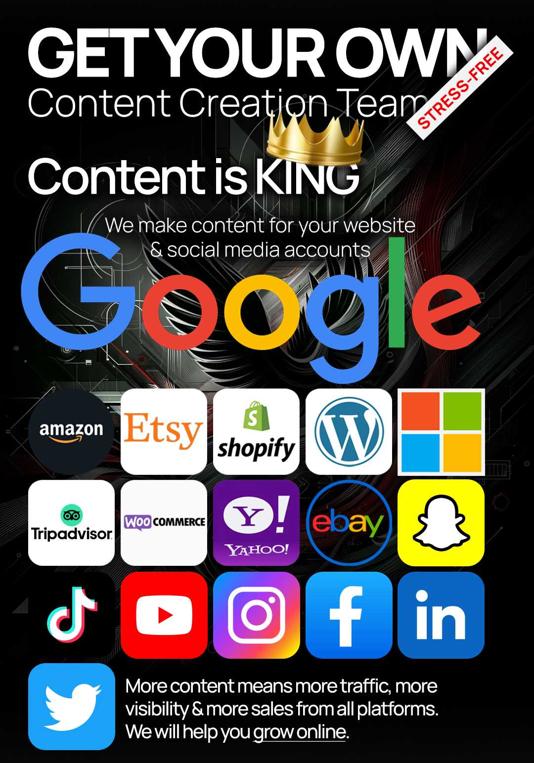 Content Creation services for trageted web traffic and social media